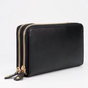 Black Double Zipper Wallet