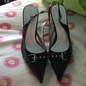 Guess Black Pointed Buckle Heels Size 7.5