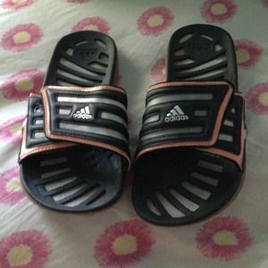 Adidas Sandals Pink Silver Black Size 6