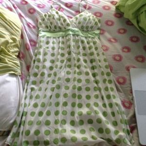 Green Polka Dot Spaghetti Strap Dress Size Small