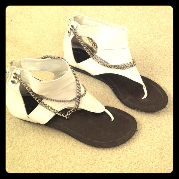 White faux leather Saddle booties