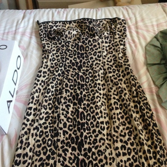 Bebe strapless leopard dress size S