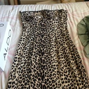 Bebe strapless leopard dress size S