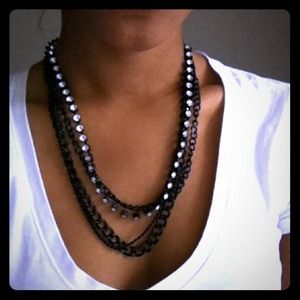 Black & Glitz 4 strand necklace