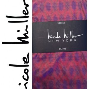 Nicole Miller Tights, Cranberry & Purple Pattern.