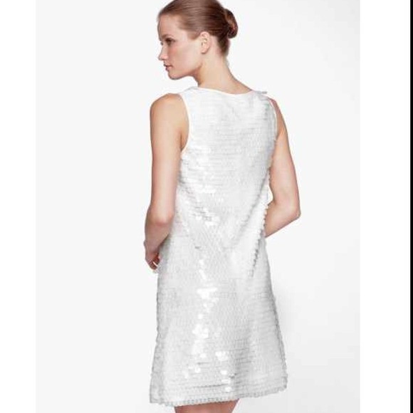 NWT! Andrew Marc White Sequin Shift Dress - Picture 3 of 4