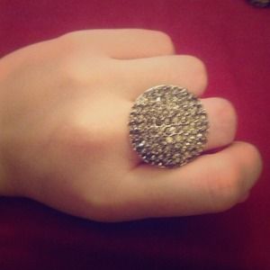 Silver Crystal Circular ring.