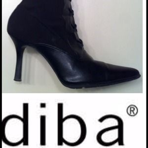 Diba East Black Bootie Heels, Side Zip, 10