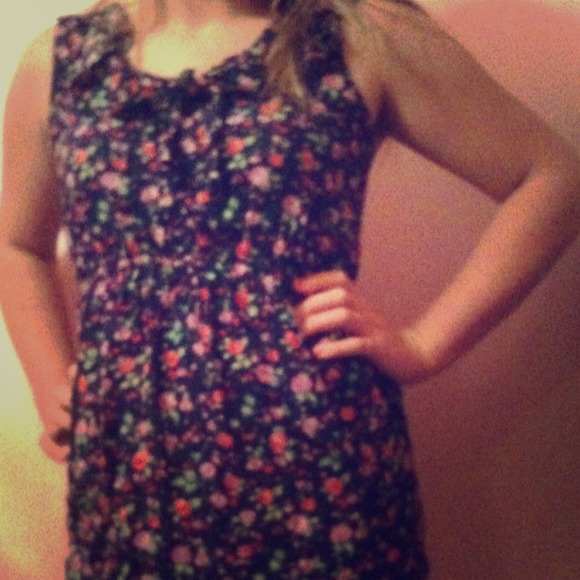 Navy blue floral print dress
