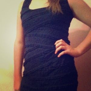 Navy blue ruffle body on dress