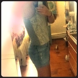 Cute lace on gray top