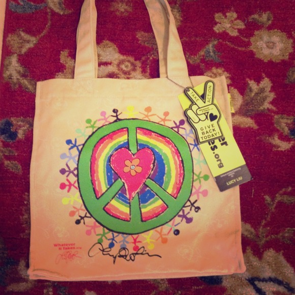 NWT Canvas tote with artwork by Lucy Liu.