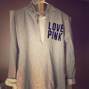 💖VS Pink Gray Hooded Pullover