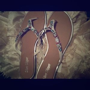 Rhinestone flip flops