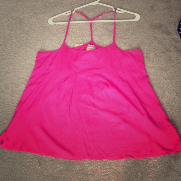 Pink flowy strappy tank top