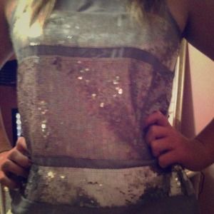 Grey tank with sequin stripes