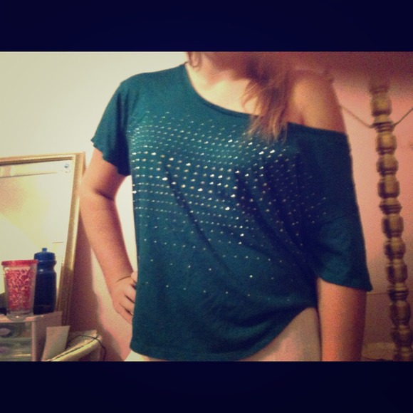 Dark teal crop tee