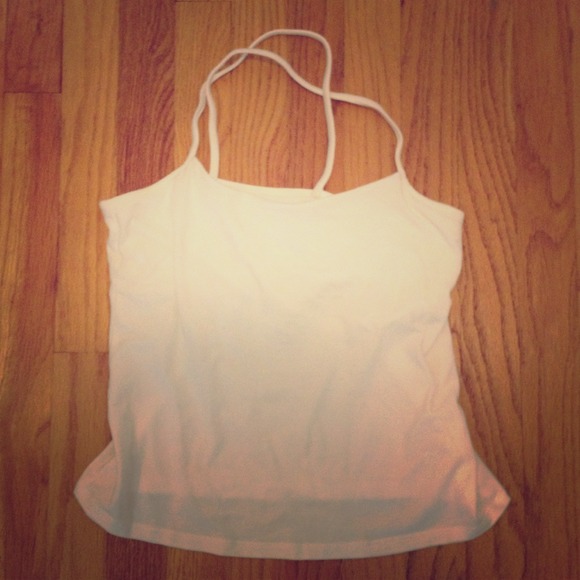 ⬇ White Cami with Bra Shelf and Crossed Straps
