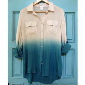 Teal and Beige Dip Dyed/Ombré shirt NWOT