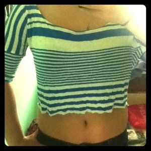 Blue striped crop top