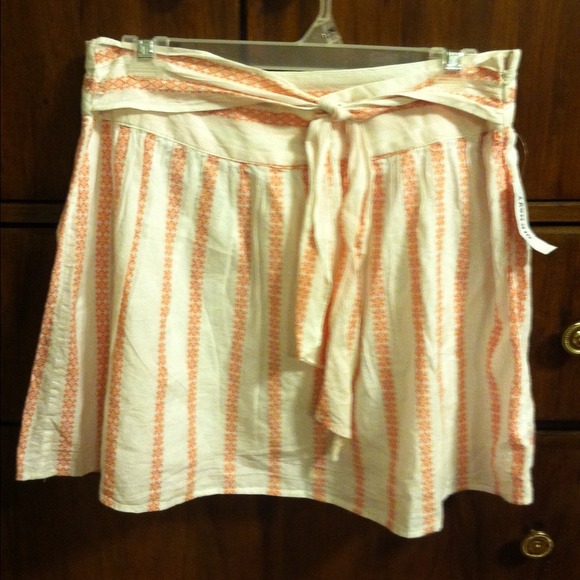 Side zip summer mini skirt orange & white design