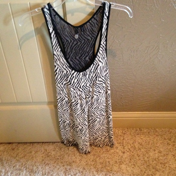 Black & cream zebra tank top
