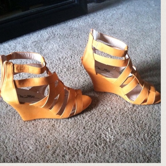 Orange gladiator style wedge