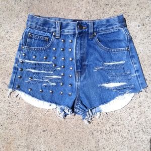 Custom Studded High Waisted Shorts