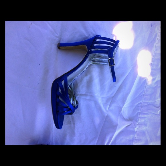 Royal blue satin heel