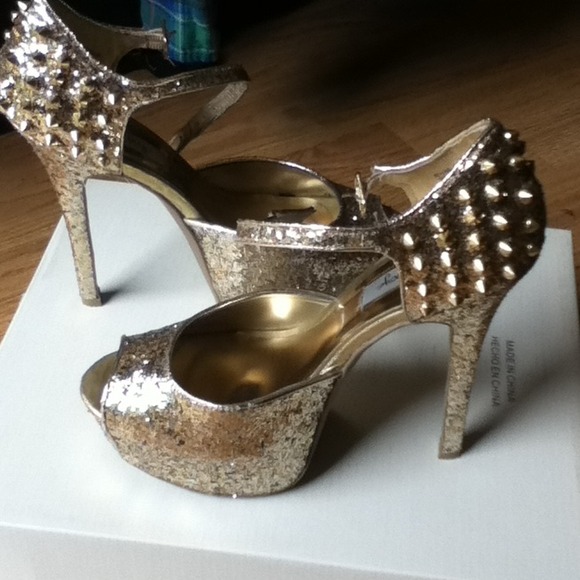 Gold Spiked Heels