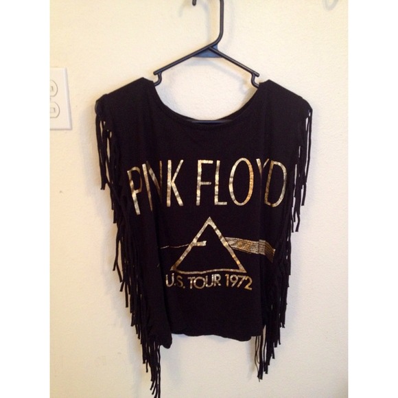 FOREVER 21 pink floyd fringe muscle tee