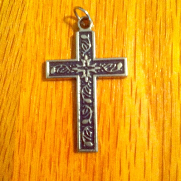 Blue cross pendant.