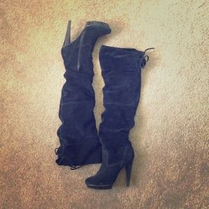 Black Knee - High - Heeled Boots