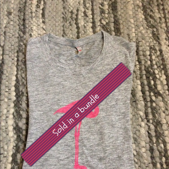 JCrew grey tee with pink flamingo