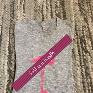JCrew grey tee with pink flamingo