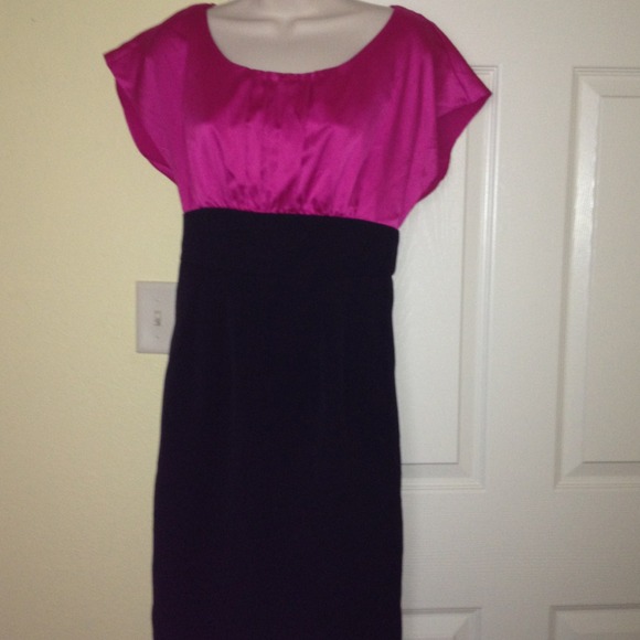 The limited pink black empire waist dress sz 2
