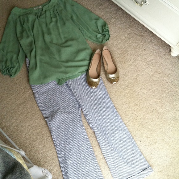 Navy and White Seersucker Pants