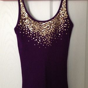 VS gold sequin and purple tank