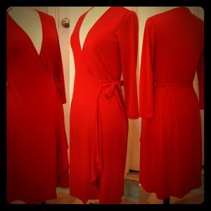 Red wrap dress