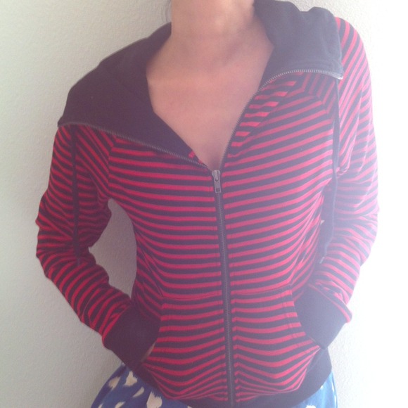 DONATING TODAY Black/Red Striped Jacket