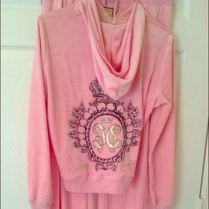 Juicy Couture Pink Rhinestone Velour Sweats