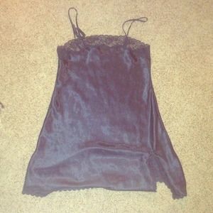 Black Silk Short Nightie