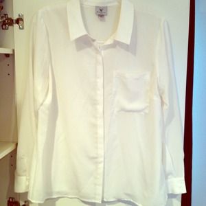 Cream Sheer Worthington Button Up Dress Shirt