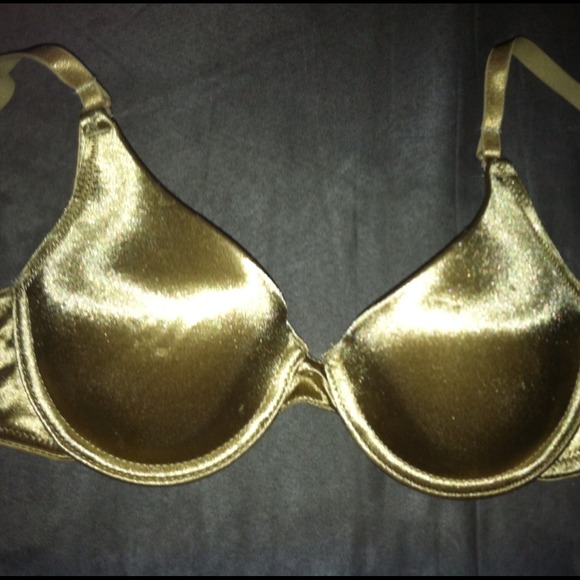 a bold gold silky bra. 32 B