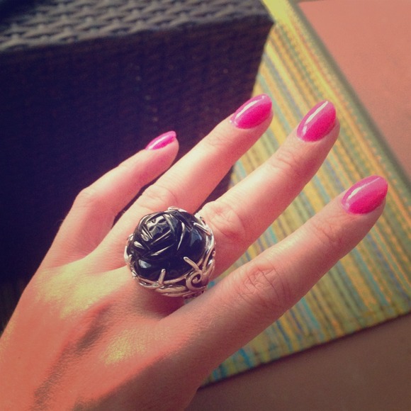 Huge black onyx ring in .925 sterling
