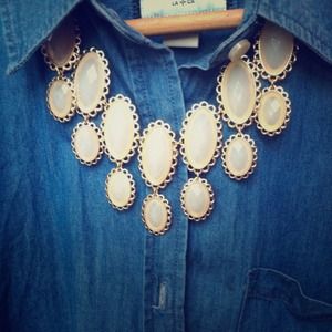 White Oval Lace Necklace & Earring Set