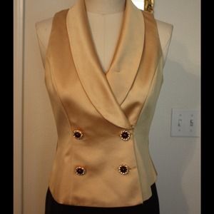 Gold satin sleeveless vest.