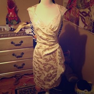 Beige:gold cocktail dress