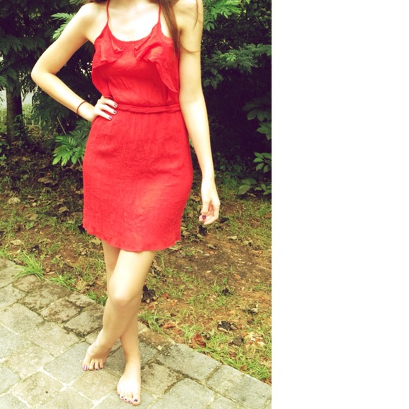 ❤️SOLD❤️ Red Ruffle Sun Dress by Everly Small - Picture 2 of 3
