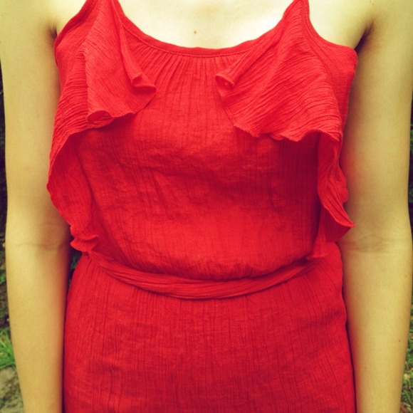 ❤️SOLD❤️ Red Ruffle Sun Dress by Everly Small - Picture 3 of 3
